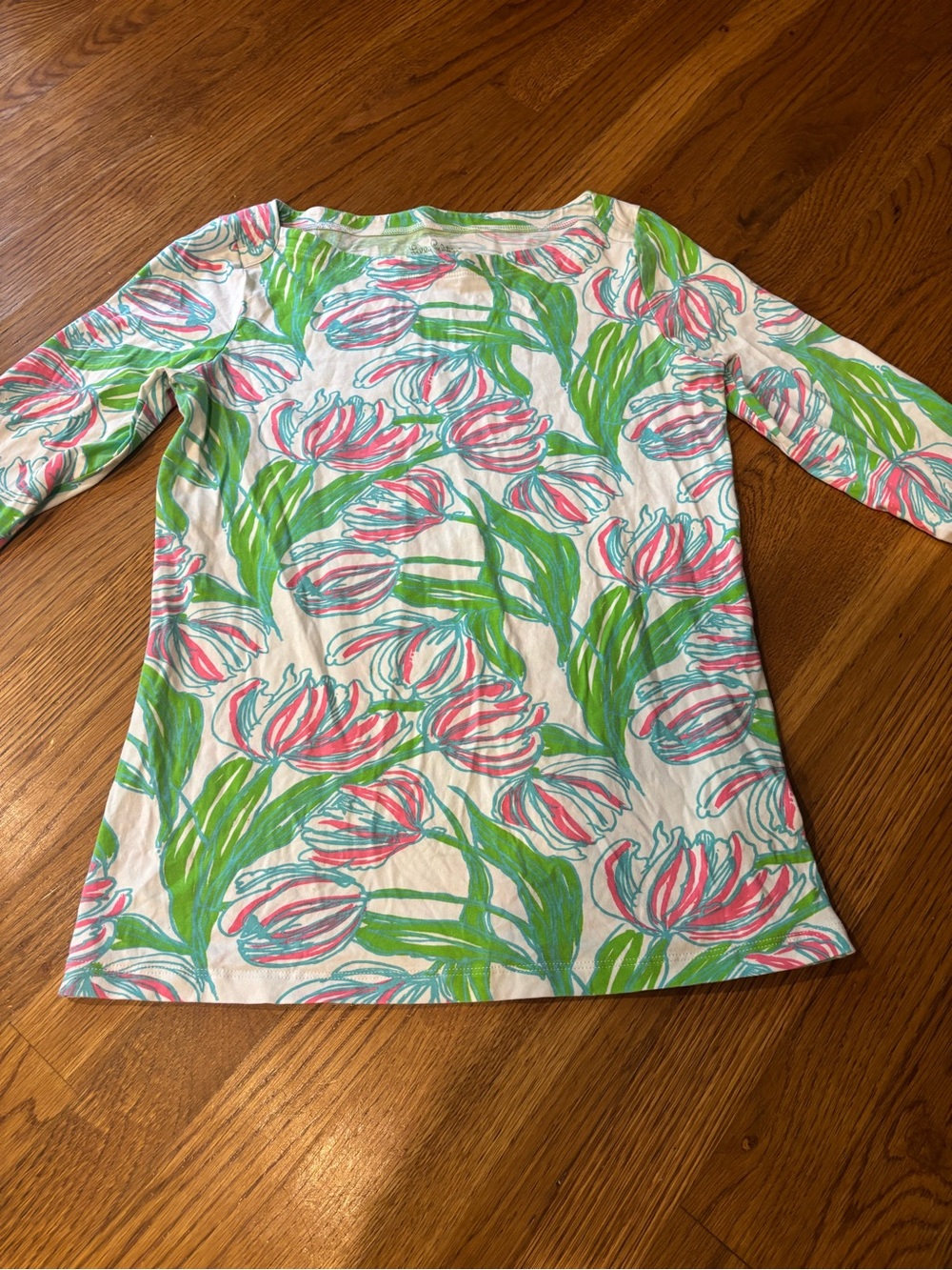 Lilly Pulitzer Boatneck with Pink Tulip Print
